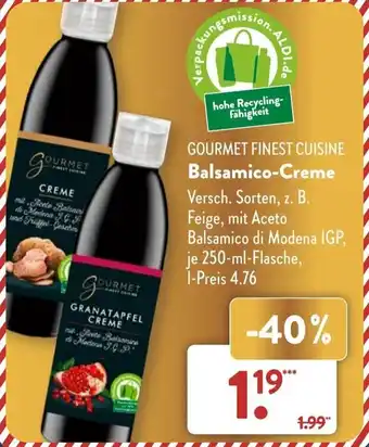 Aldi Süd Gourmet Finest Cuisine Balsamico Creme 250 ml Flasche Angebot