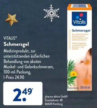 Aldi Süd Vitalis Schmerzgel 100 ml Packung Angebot