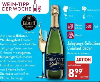 Aldi Nord Jahrgangs Sélection Crémant Baden 0,75 L Flasche Angebot
