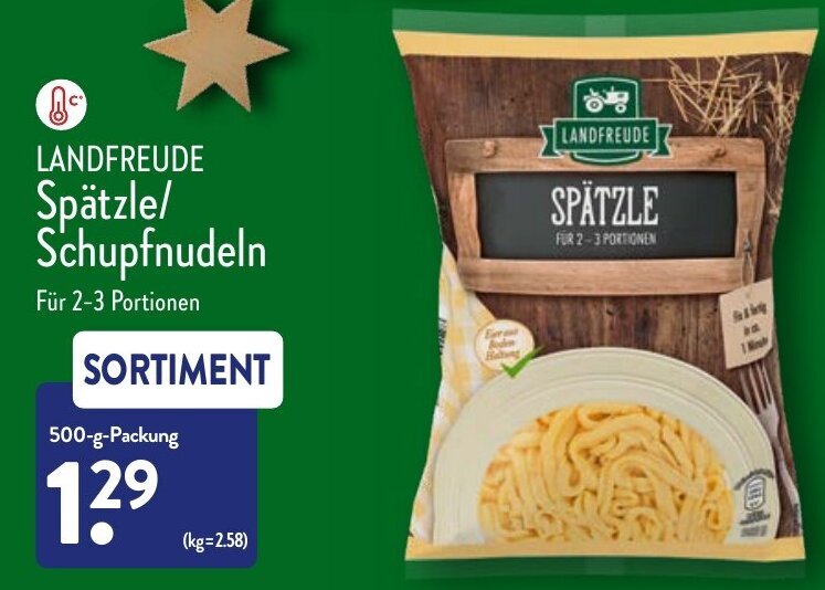 Landfreude Spätzle/Schupfnudeln 500 g Packung Angebot bei Aldi Nord