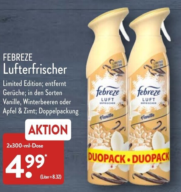 Febreze Lufterfrischer 2x300 ml Dose Angebot bei Aldi Nord