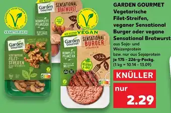 Kaufland Garden Gourmet Vegetarische Filet Streifen, veganer Sensational Burger oder vegane Sensational Bratwurst 175-226 g Packg. Angebot