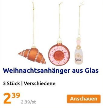 Action Weihnachtsanhänger aus Glas Angebot