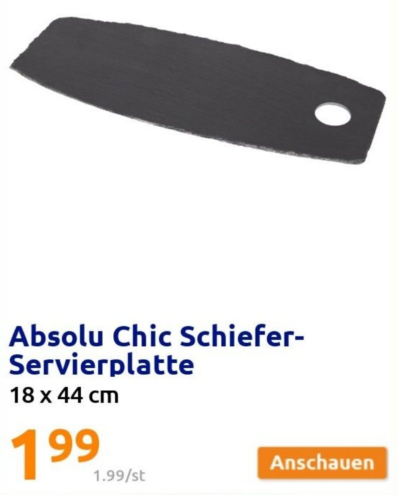 Absolu Chic Schiefer Servierplatte 18 x 44 cm Angebot bei Action