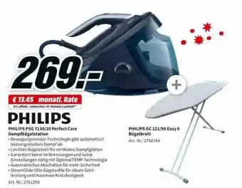 MediaMarkt Philips psg 7130-20 perfect care dampfbügelstation oder gc 221-98 easy 6 bügelbrett Angebot