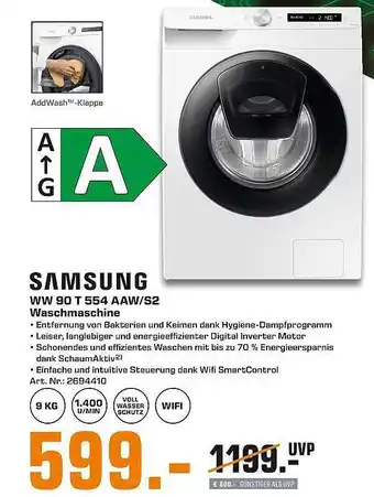 Saturn Samsung ww 90 t 554 aaw-s2 waschmaschine Angebot