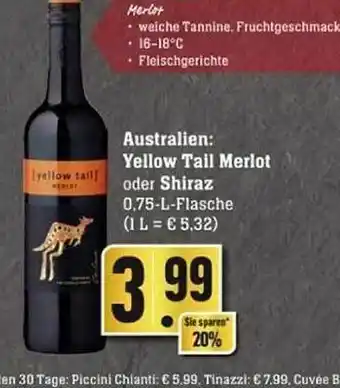 Edeka Yellow tail merlot oder shiraz Angebot