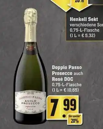 Edeka Doppio passo prosecco oder rosé doc Angebot