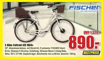 B1 Discount Baumarkt Fischer E Bike Faltrad ER 1804 Angebot