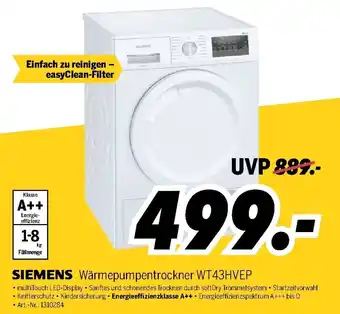 MEDIMAX Siemens Wärmepumpentrockner WT43HVEP Angebot