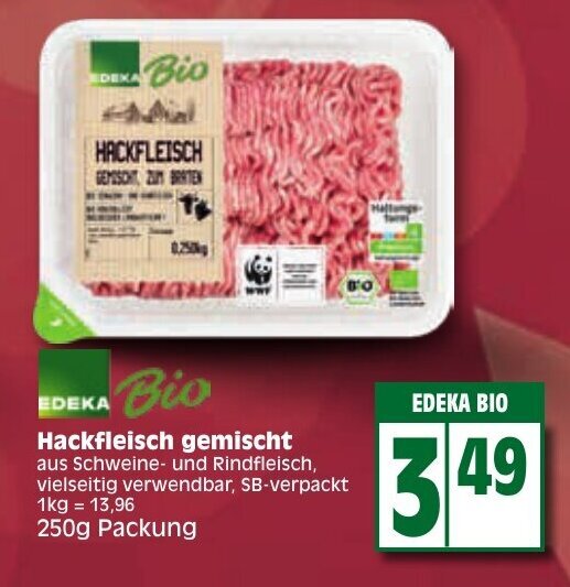 Edeka Hackfleisch gemischt 250 g Packung Angebot bei Edeka