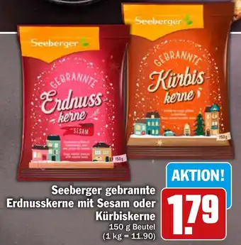 Hit Seeberger gebrannte Erdnusskerne mit Sesam oder Kürbiskerne 150 g Beutel Angebot