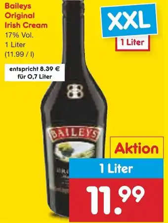 Netto Marken-Discount Baileys Original Irish Cream 1 Liter Angebot