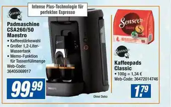 expert Octomedia Senseo padmaschine csa260-50 maestro oder kaffeepads classic Angebot