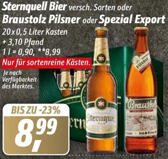 Simmel Sternquell Bier oder Braustolz Pilsner oder Spezial Export 20x0,5 Liter Kasten Angebot