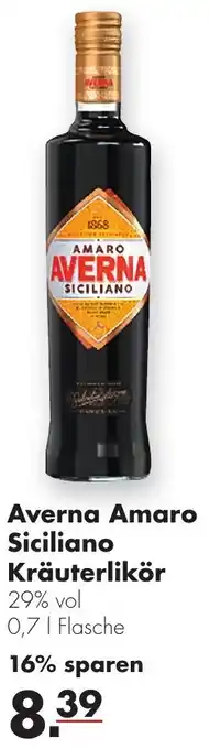 Handelshof Averna Amaro Siciliano Kräuterlikör 0,7 L Flasche Angebot