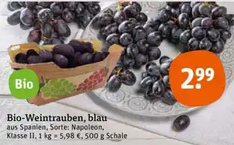 tegut Bio Weintrauben, blau 500 g Schale Angebot