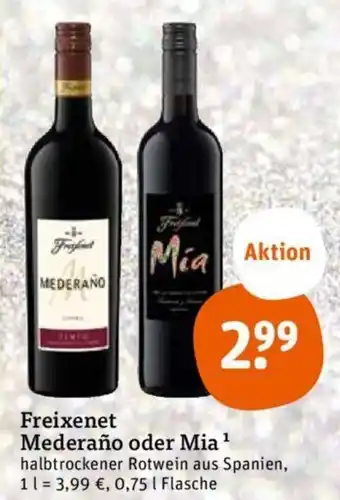 tegut Freixenet Mederaño oder Mia 0,75 L Flasche Angebot