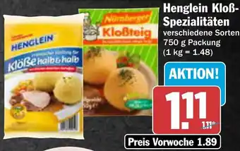 AEZ Henglein Kloß Spezialitäten 750 g Packung Angebot