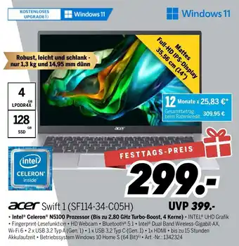 MEDIMAX Acer Swift 1 (SF114-34-C05H) Angebot