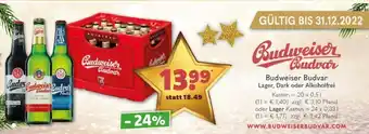 Getränkeland Budweiser Budvar Lager, Dark oder Alkoholfrei 20x0,5/24x0,33 L Angebot