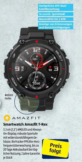 Aldi Süd Amazfit Smartwatch Amazfit T-Rex Angebot