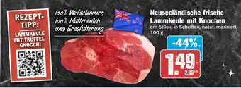 Hit Neuseelandische frische Lammkeule mit Knochen 100 g Angebot