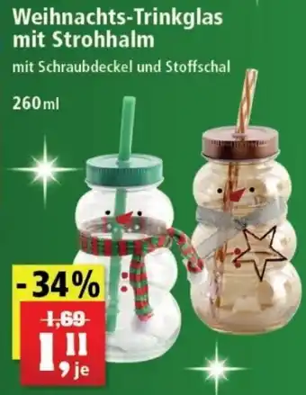 Thomas Philipps Weihnachts-Trinkglas mit Strohhalm 260 ml Angebot