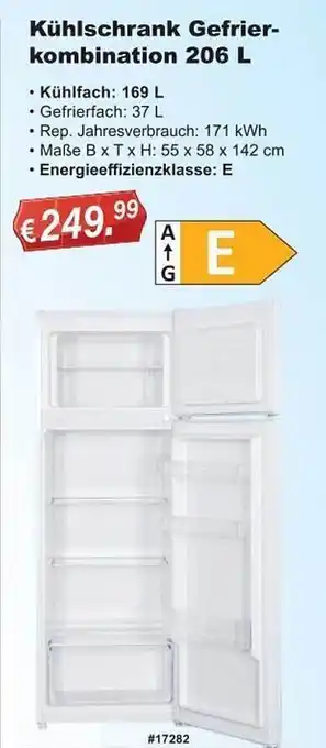 Stabilo Fachmarkt Kühlschrank gefrierkombination 206 l Angebot