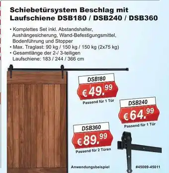 Stabilo Fachmarkt Schiebetürsystem beschlag mit laufschiene dsb180, dsb240 oder dsb360 Angebot