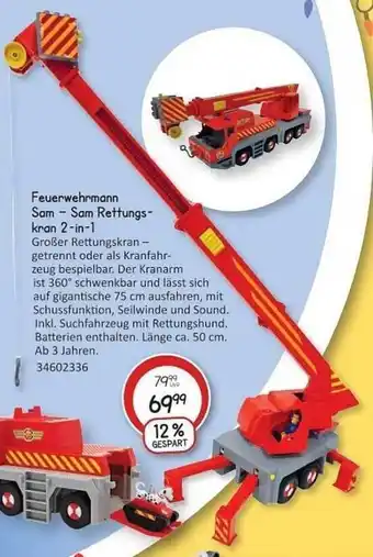 Vedes Feuerwehrmann sam - sam rettungskran 2in1 Angebot