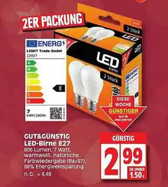 Edeka Gut & günstig led-birne e27 Angebot