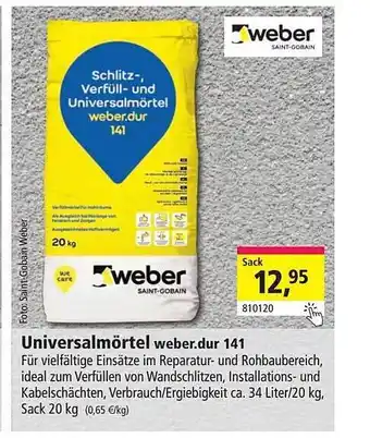 Holz Possling Weber universalmörtel weber.dur 141 Angebot