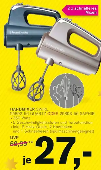 KODi Russell Hobbs Handmixer Swirl 25892-56 Quartz oder 25893-56 Saphir Angebot