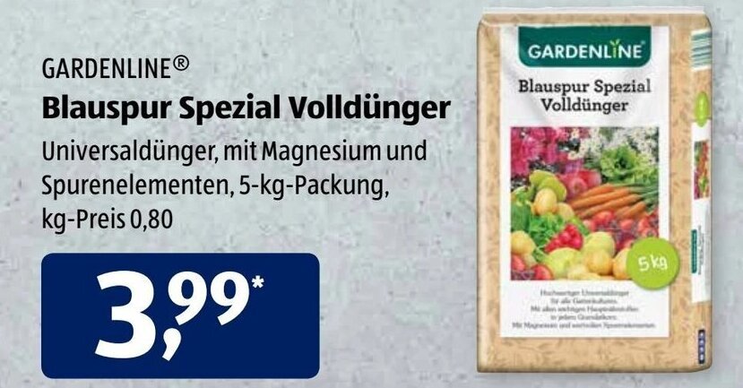 Gardenline Blauspur Spezial Volldnger 5kg Angebot bei Aldi Sd