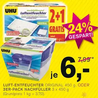 KODi Uhu Luftentfeuchter Original 450g oder 3er Pack Nachfüller 3x450 g Angebot