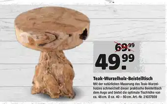 Hagebau Teak-wurzelholz-beistelltisch Angebot