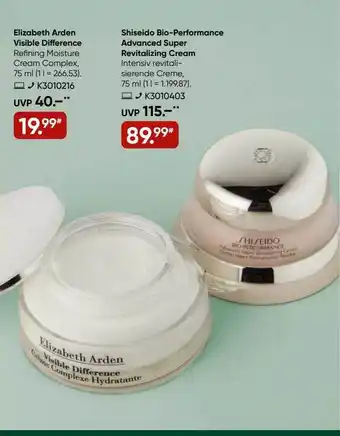 Galeria Elizabeth arden visible difference oder shiseido bio-performance advanced super revitalizing cream Angebot