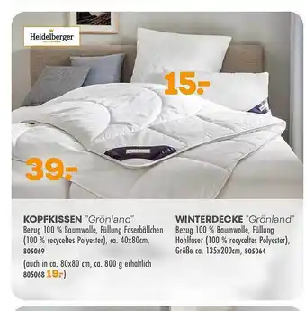 Möbel Kraft Heidelberger kopfkissen „grönland“ oder winterdecke Angebot