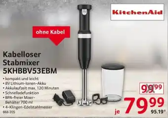 Selgros KitchenAid Kabelloser Stabmixer 5KHBBV53EBM Angebot