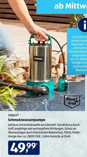 Aldi Süd Ferrex Schmutzwasserpumpe Angebot