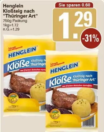 WEZ Henglein Kloßteig nach Thüringer Art 750g Packung Angebot