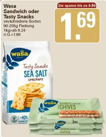 WEZ Wasa Sandwich oder Tasty Snacks 90-205g Packung Angebot