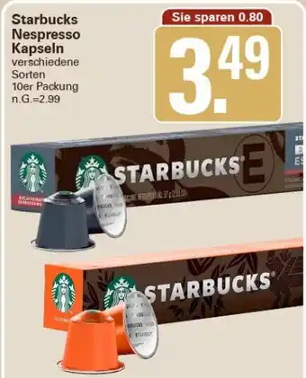 WEZ Starbucks Nespresso Kapseln 10er Packung Angebot