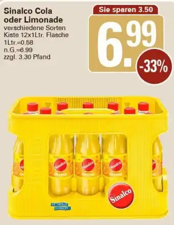 WEZ Sinalco Cola oder Limonade Kiste 12x1Ltr. Flasche Angebot