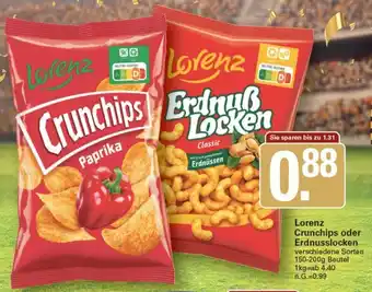 WEZ Lorenz Crunchips oder Erdnusslocken 150-200 g Beutel Angebot