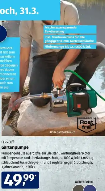 Aldi Süd Ferrex Gartenpumpe Angebot