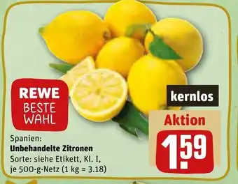 REWE Unbehandelte Zitronen 500 g Netz Angebot