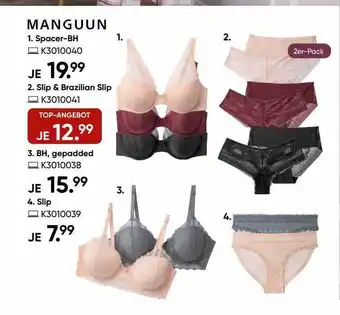 Galeria Manguun spacer-bh, slip & brazilian slip, bh gepadded oder slip Angebot