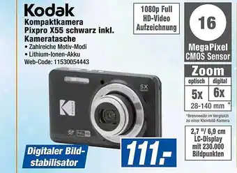 Expert Kodak kompaktkamera pixpro x55 schwarz inkl. kameratasche Angebot